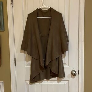 Look dark tan and mint green Shrug Poncho Sweaters with Waterfall Design